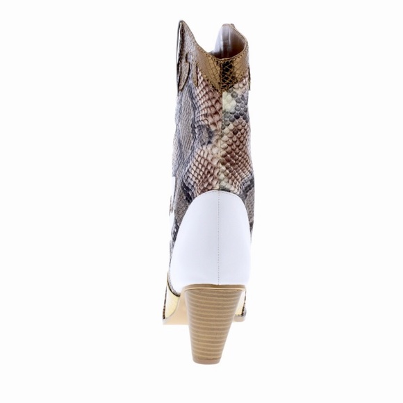 Gold Western Animal Print Snakeskin Cowboy Boots - Picture 3 of 3